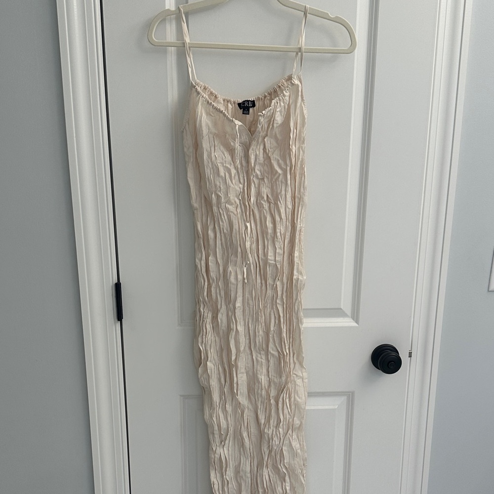 J Crew Crinkle Cream Midi Dress